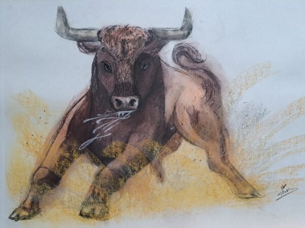 Illustration of a raging bull, drawn by ArtYvesFact.