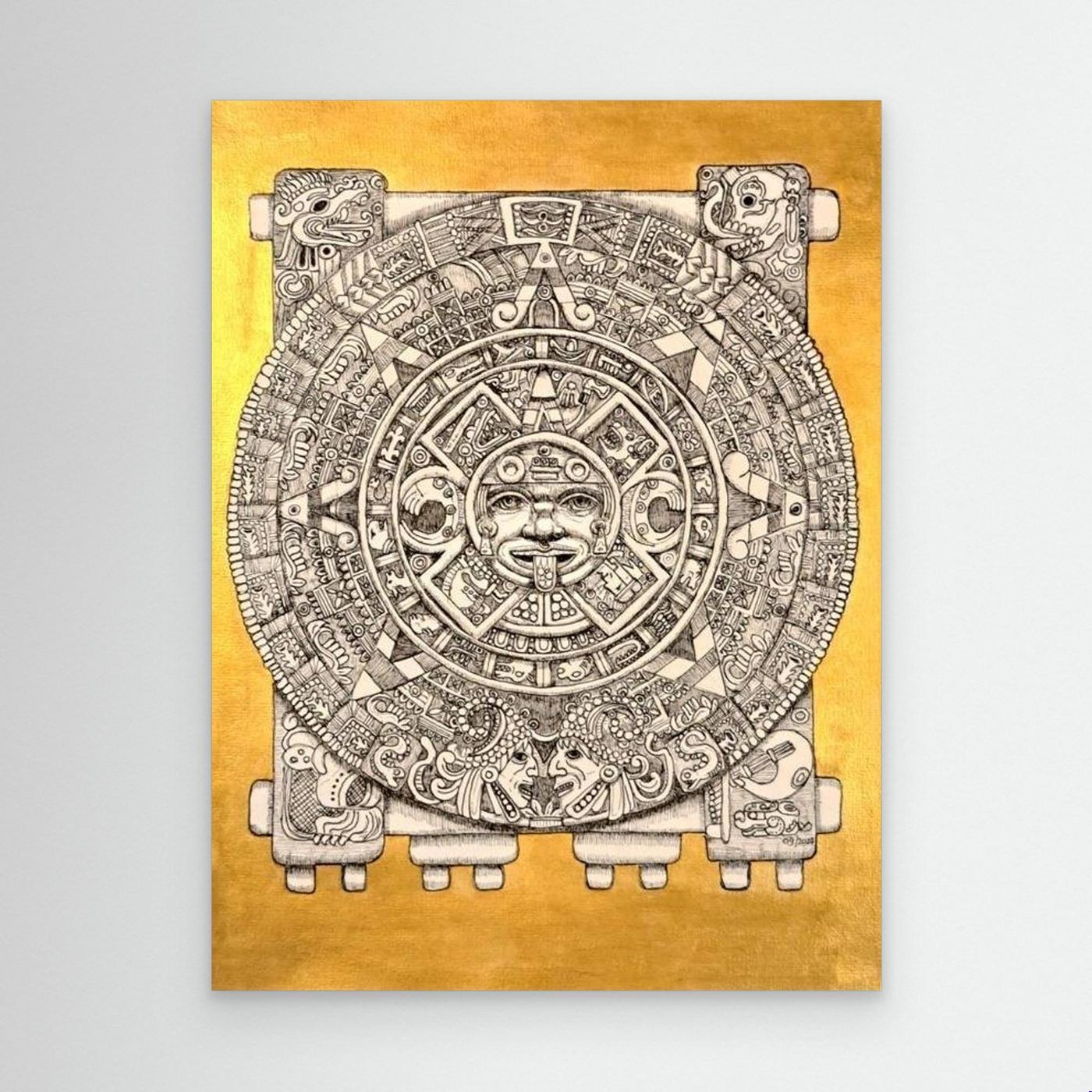 Aztec Calendar, gedetailleerd kunstwerk van ArtYvesFact